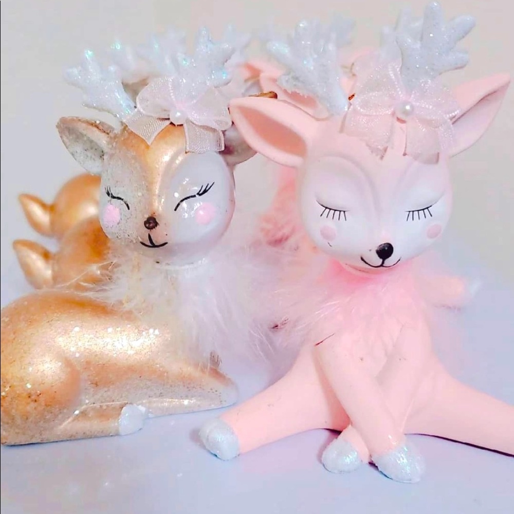 Custom pink reindeer and gold reindeer set